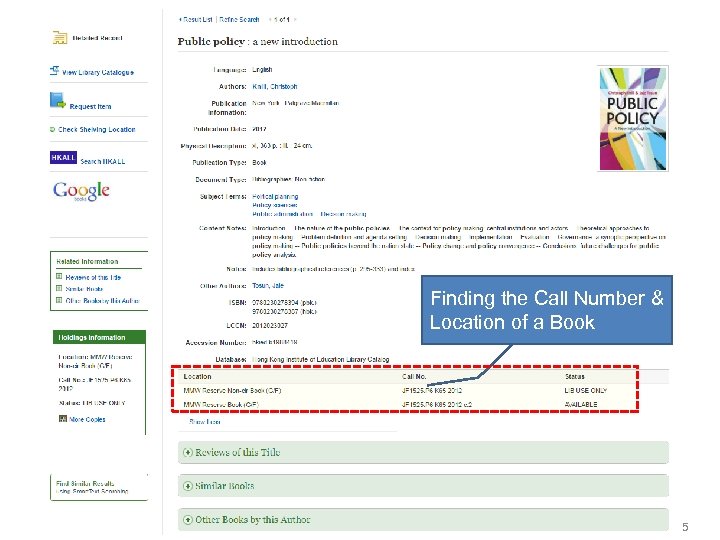 Finding the Call Number & Location of a Book 5 