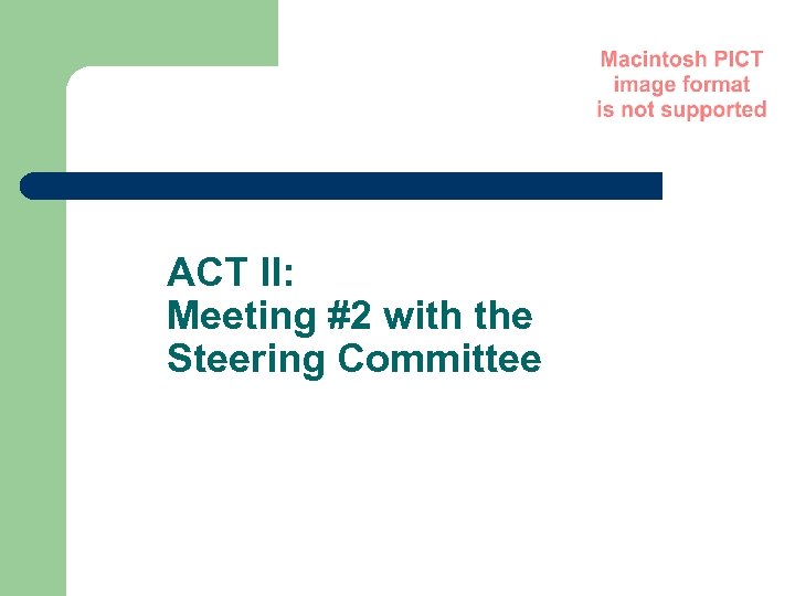 ACT II: Meeting #2 with the Steering Committee 
