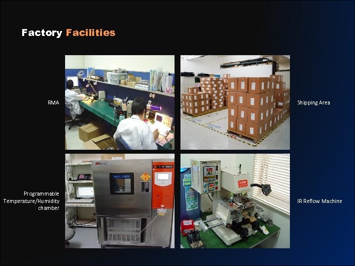 Factory Facilities RMA Programmable Temperature/Humidity chamber Shipping Area IR Reflow Machine 