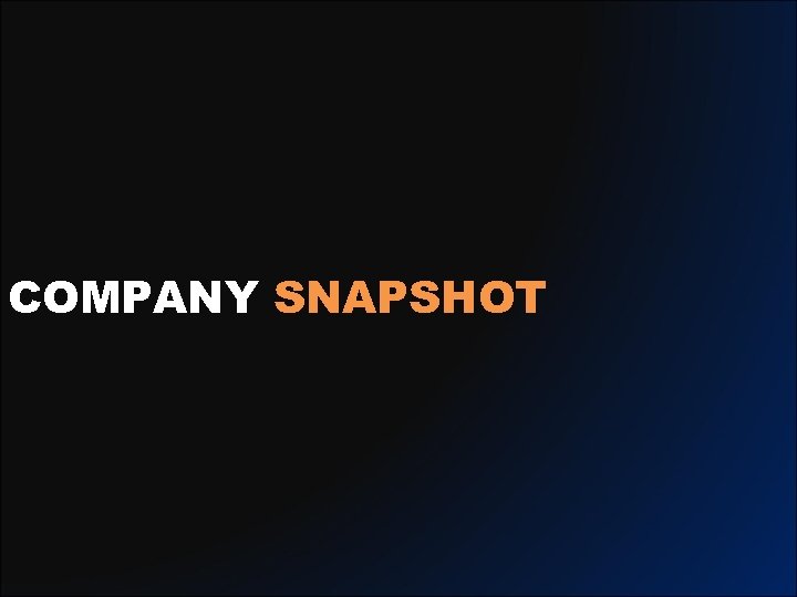 COMPANY SNAPSHOT 