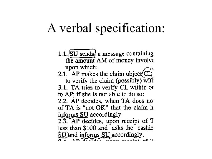 A verbal specification: 