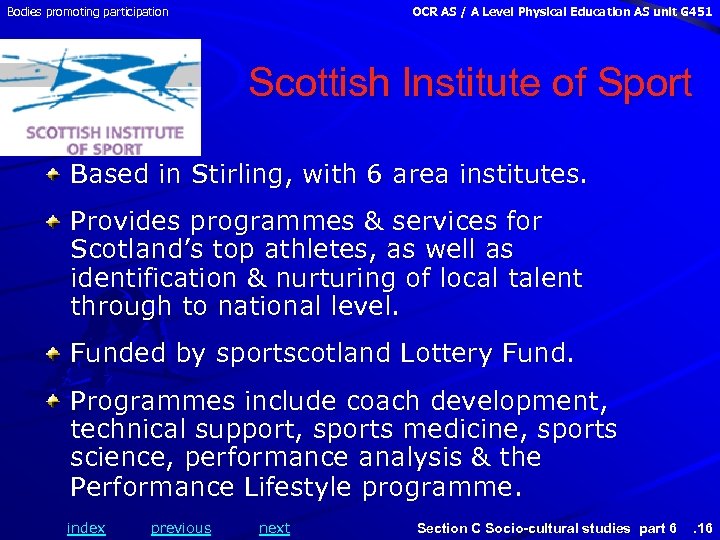 Bodies promoting participation OCR AS / A Level Physical Education AS unit G 451