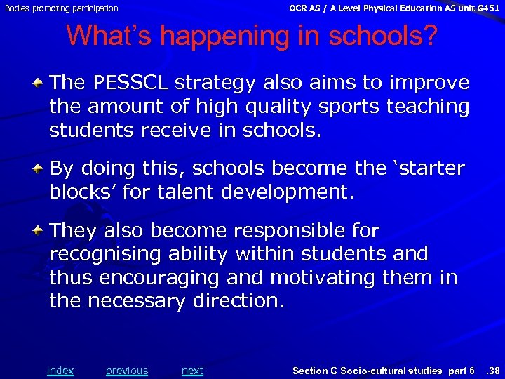 Bodies promoting participation OCR AS / A Level Physical Education AS unit G 451