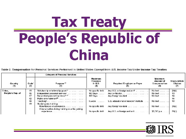 Tax Treaty People’s Republic of China 