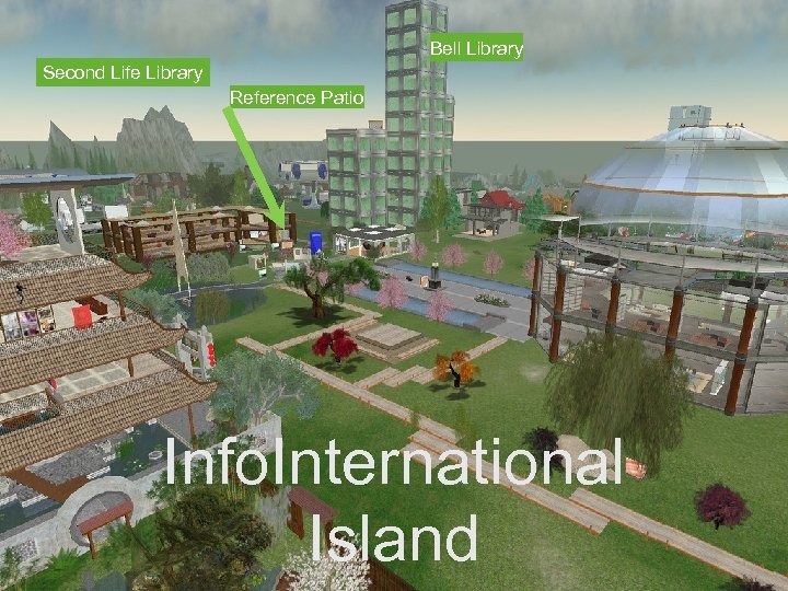 Bell Library Second Life Library Reference Patio Info. International Island 