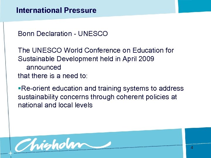 International Pressure Bonn Declaration - UNESCO The UNESCO World Conference on Education for Sustainable