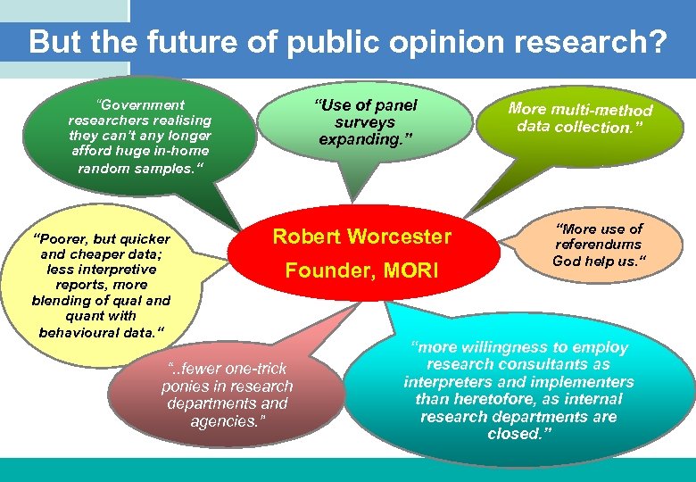 But the future of public opinion research? “Use of panel surveys expanding. ” “Government