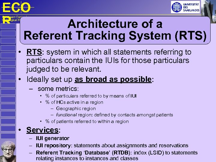 ECO R European Centre for Ontological Research Architecture of a Referent Tracking System (RTS)
