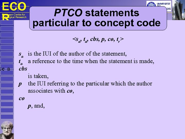 ECO PTCO statements R particular to concept code European Centre for Ontological Research ce