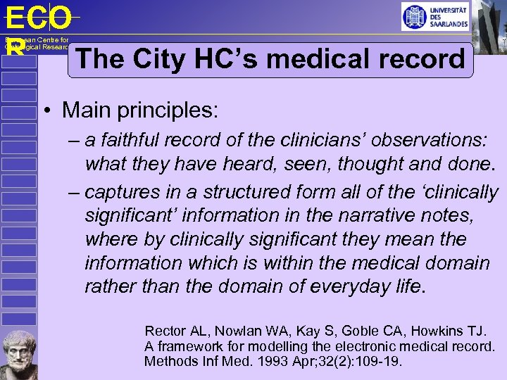 ECO R The City HC’s medical record European Centre for Ontological Research • Main