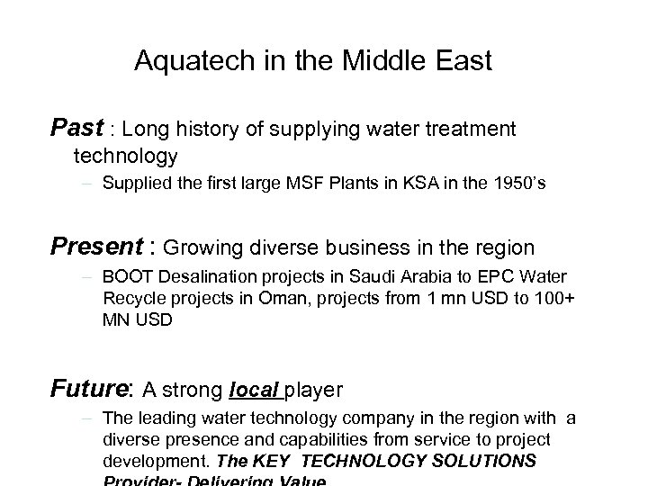 Aquatech in the Middle East Past : Long history of supplying water treatment technology