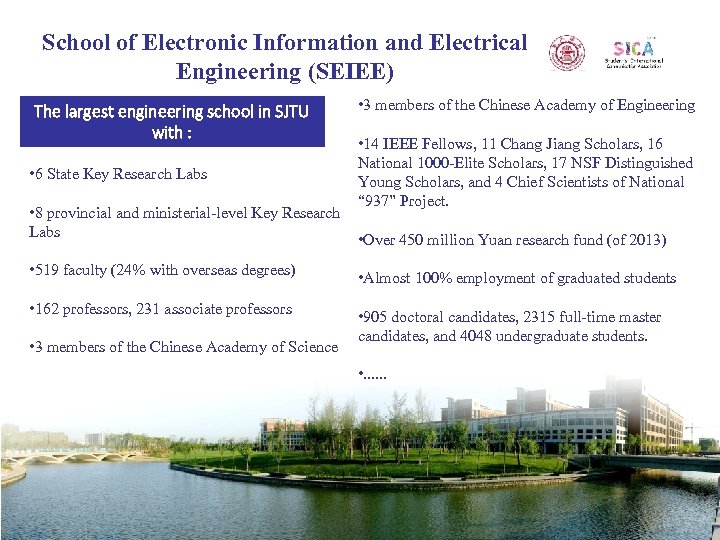 School of Electronic Information and Electrical Engineering (SEIEE) The largest engineering school in SJTU