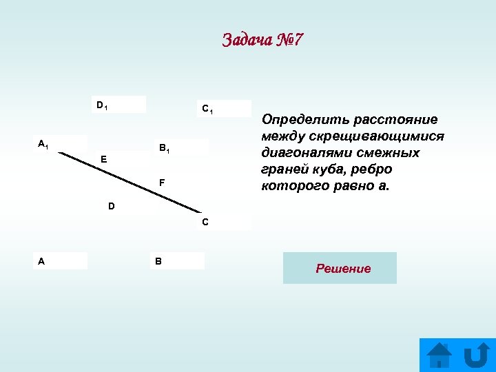 Задача № 7 D 1 C 1 A 1 B 1 Е F Определить