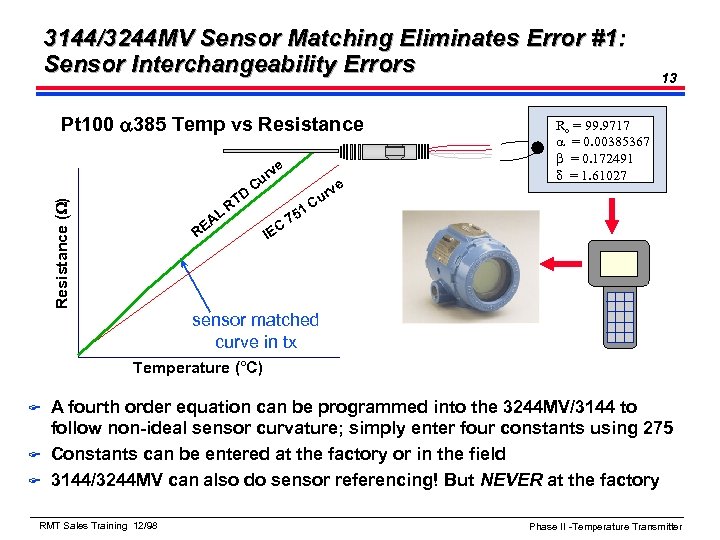 3144/3244 MV Sensor Matching Eliminates Error #1: Sensor Interchangeability Errors Pt 100 a 385