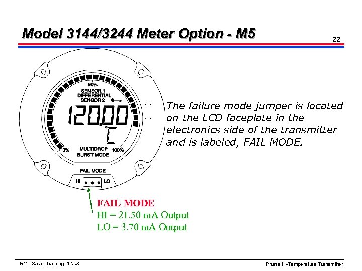 Model 3144/3244 Meter Option - M 5 22 The failure mode jumper is located