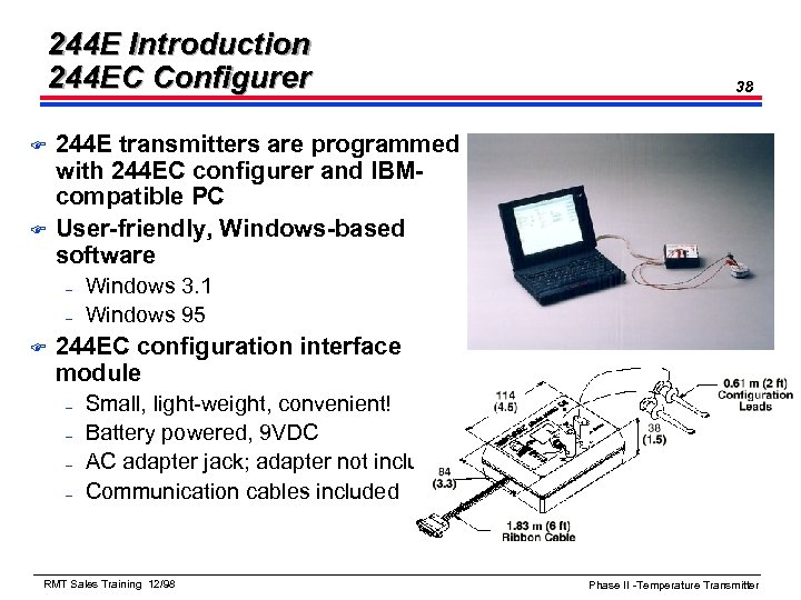 244 E Introduction 244 EC Configurer F F 244 E transmitters are programmed with
