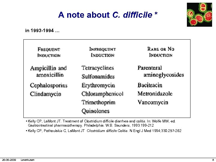 A note about C. difficile * in 1993 -1994 … • Kelly CP, La.