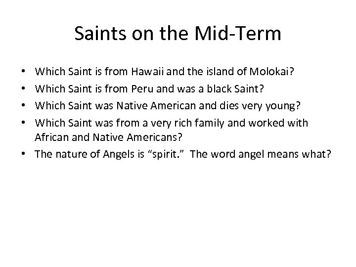 Saints on the Mid-Term Which Saint is from Hawaii and the island of Molokai?