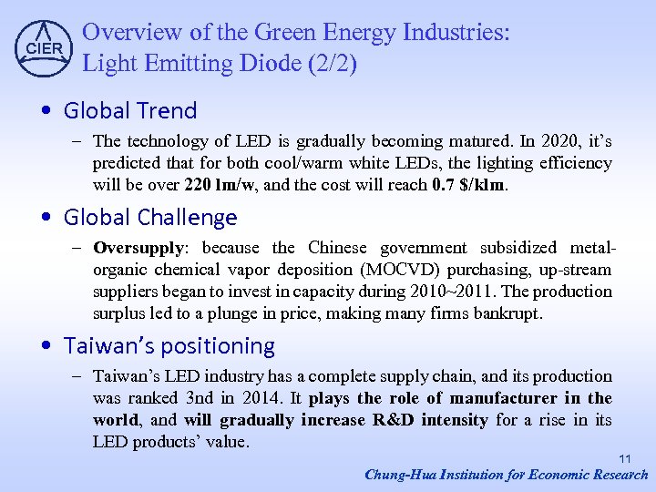 Overview of the Green Energy Industries: Light Emitting Diode (2/2) • Global Trend –