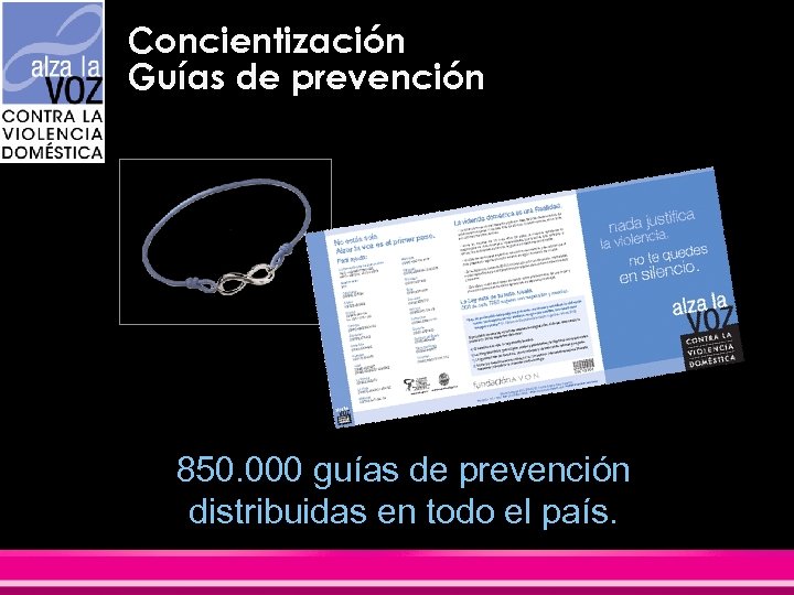 Concientización Guías de prevención 850. 000 guías de prevención distribuidas en todo el país.