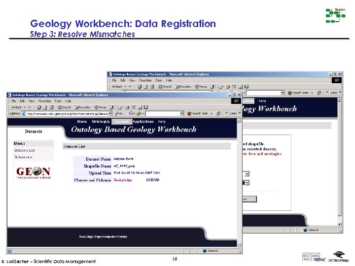 Geology Workbench: Data Registration Step 3: Resolve Mismatches Two terms are not matched any