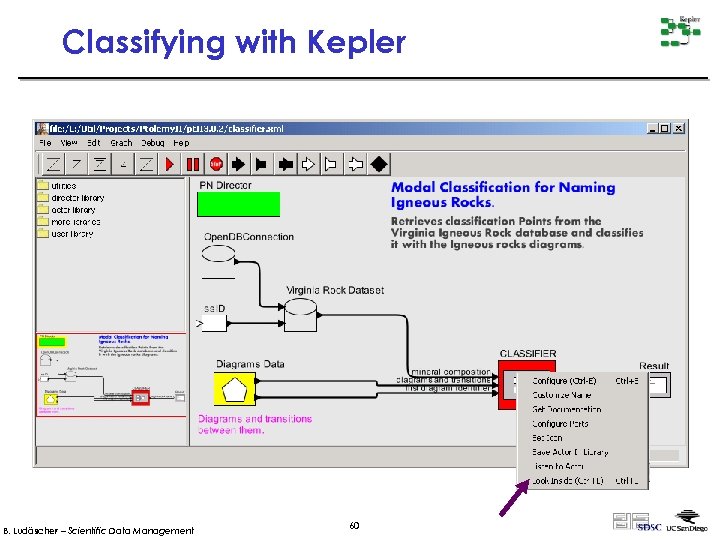 Classifying with Kepler B. Ludäscher – Scientific Data Management 60 