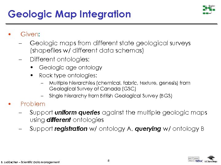 Geologic Map Integration • Given: – Geologic maps from different state geological surveys (shapefiles