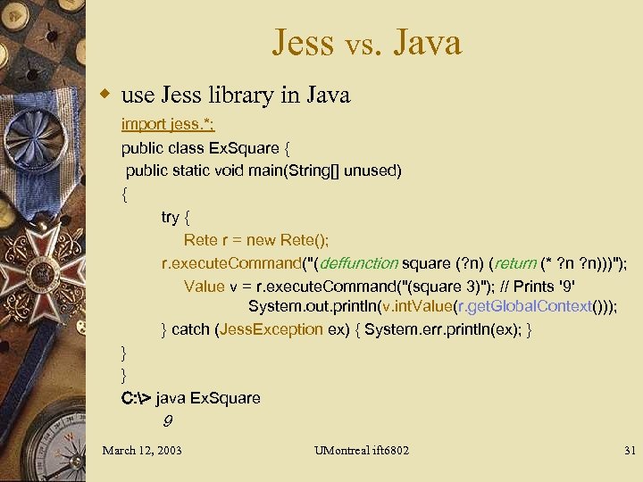 Jess Java Expert System Shell Course Ift 6802