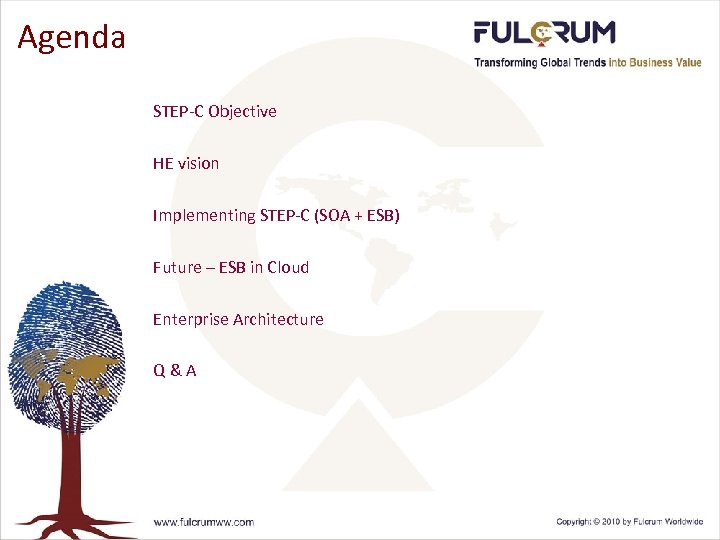 Agenda STEP-C Objective HE vision Implementing STEP-C (SOA + ESB) Future – ESB in