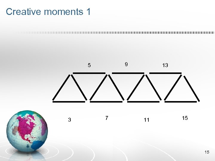 Creative moments 1 9 5 3 7 13 11 15 15 
