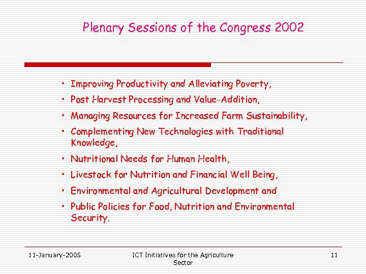 Plenary Sessions of the Congress 2002 • Improving Productivity and Alleviating Poverty, • Post