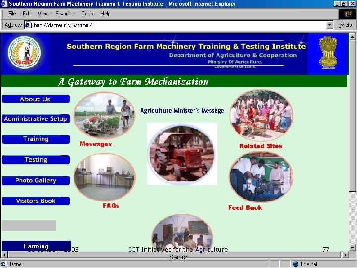 11 -January-2005 ICT Initiatives for the Agriculture Sector 77 