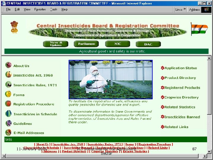 11 -January-2005 ICT Initiatives for the Agriculture Sector 87 