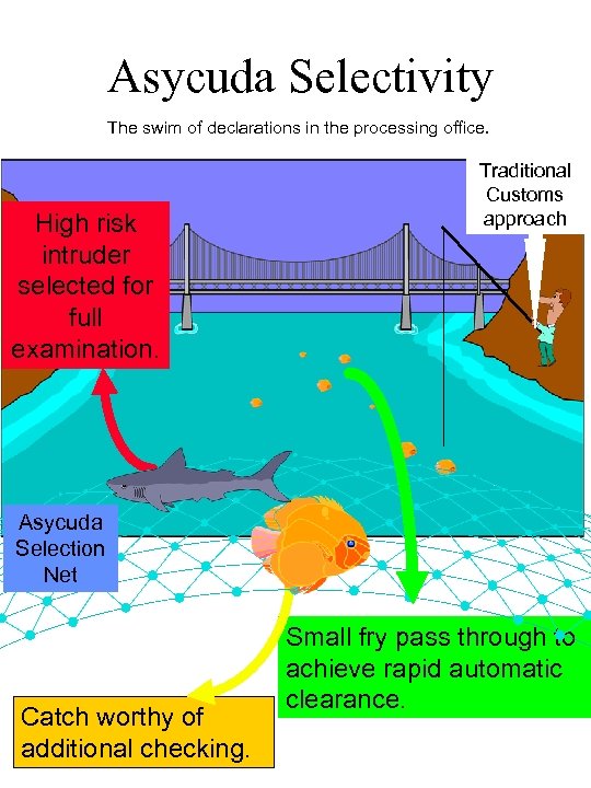 Asycuda Selectivity The swim of declarations in the processing office. High risk intruder selected