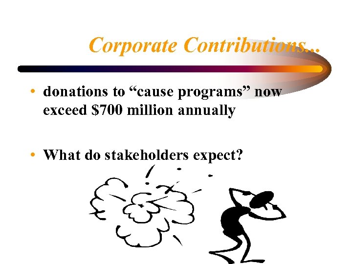 Corporate Contributions. . . • donations to “cause programs” now exceed $700 million annually