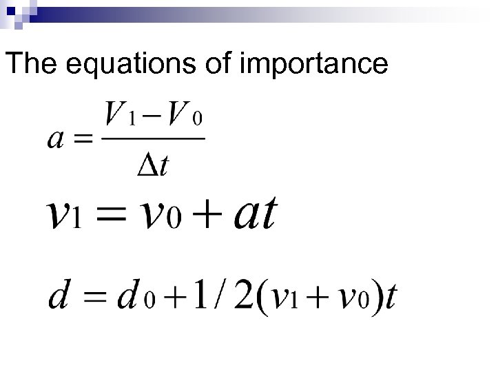 The equations of importance 