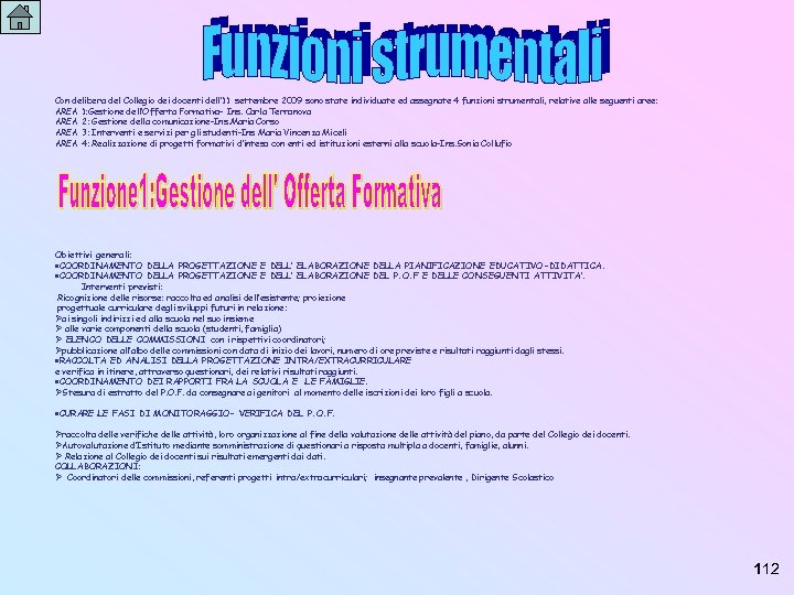 Con delibera del Collegio dei docenti dell’ 11 settembre 2009 sono state individuate ed