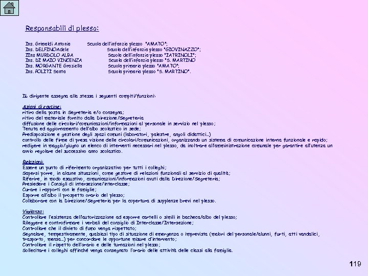 Responsabili di plesso: Ins. Grimaldi Antonia Ins. DELFINOAdele IIns MURDOLO ALBA Ins. DI MAIO