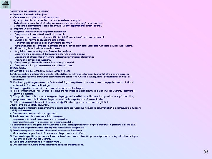 OBIETTIVI DI APPRENDIMENTO 1) Conoscere il metodo scientifico. - Osservare, raccogliere e confrontare dati.