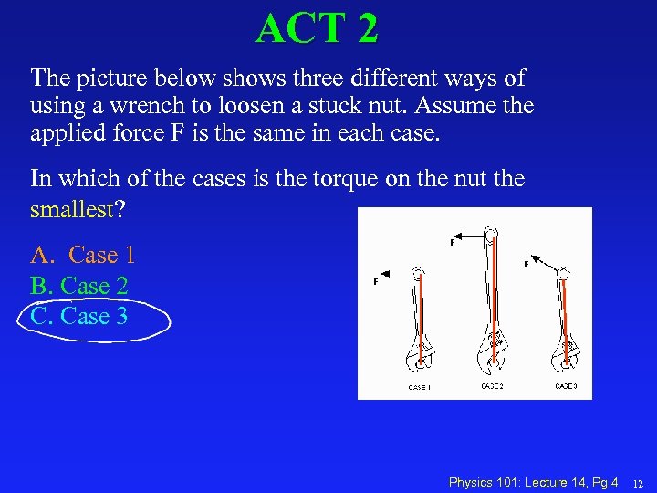 ACT 2 The picture below shows three different ways of using a wrench to