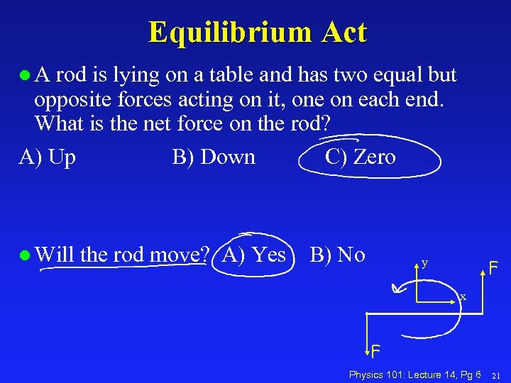 Equilibrium Act l. A rod is lying on a table and has two equal