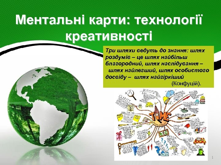 Ментальні карти: технології креативності Три шляхи ведуть до знання: шлях роздумів – це шлях