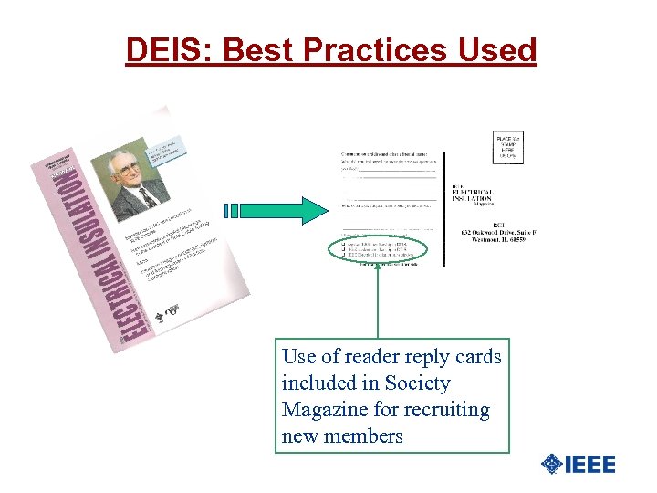 DEIS: Best Practices Used Use of reader reply cards included in Society Magazine for