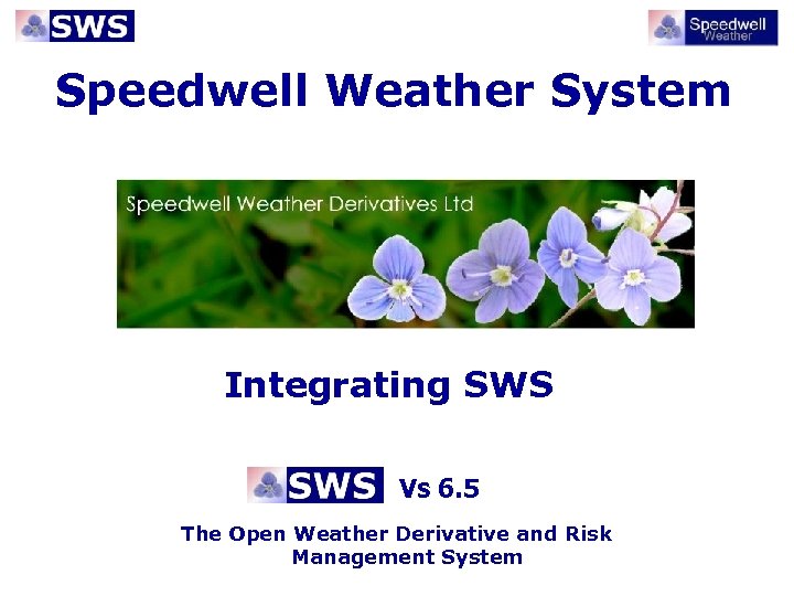 Speedwell Weather System Integrating SWS Vs 6. 5 The Open Weather Derivative and Risk