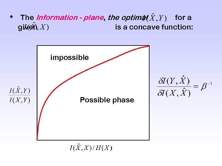  • The Information - plane, the optimal for a given is a concave