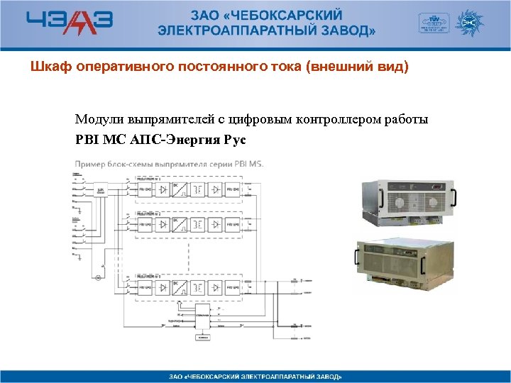 Шкаф оперативного постоянного тока (внешний вид) Модули выпрямителей с цифровым контроллером работы PBI MC