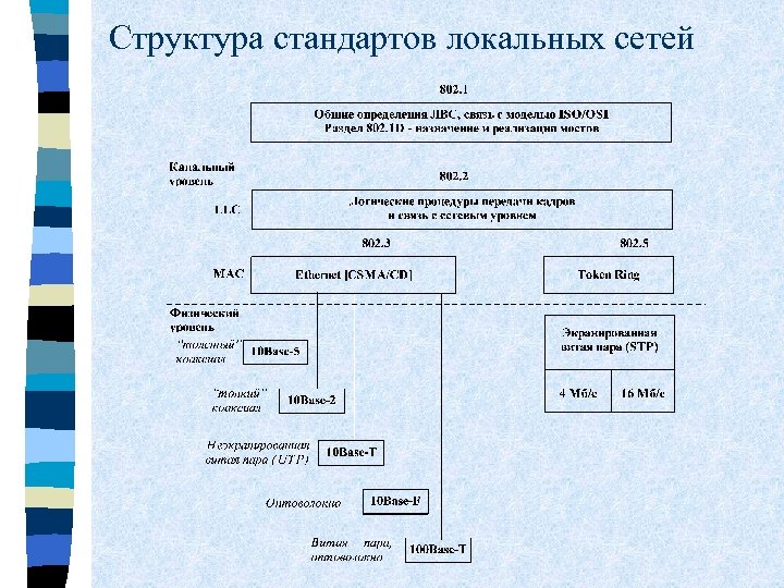 Структура стандартов локальных сетей 