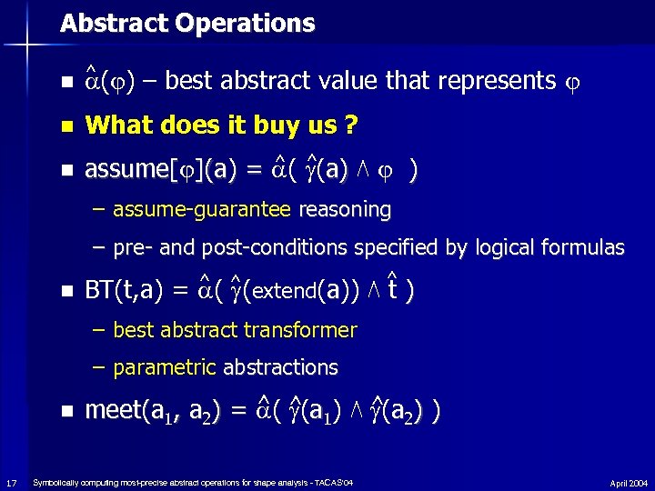 Abstract Operations n ^ ( ) – best abstract value that represents n What