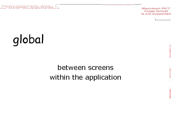 global between screens within the application 