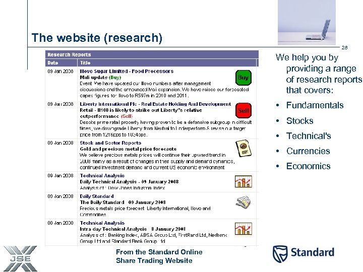 The website (research) 28 We help you by providing a range of research reports